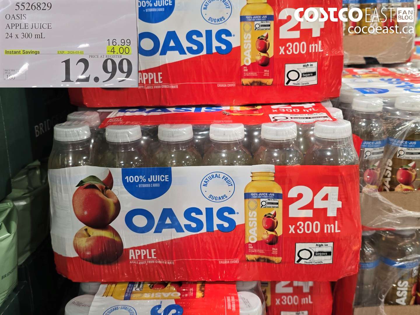 5526829 OASIS APPLE JUICE 24 x 300 mL ($4.00 INSTANT SAVINGS EXPIRES ON 2026-03-01) $12.99