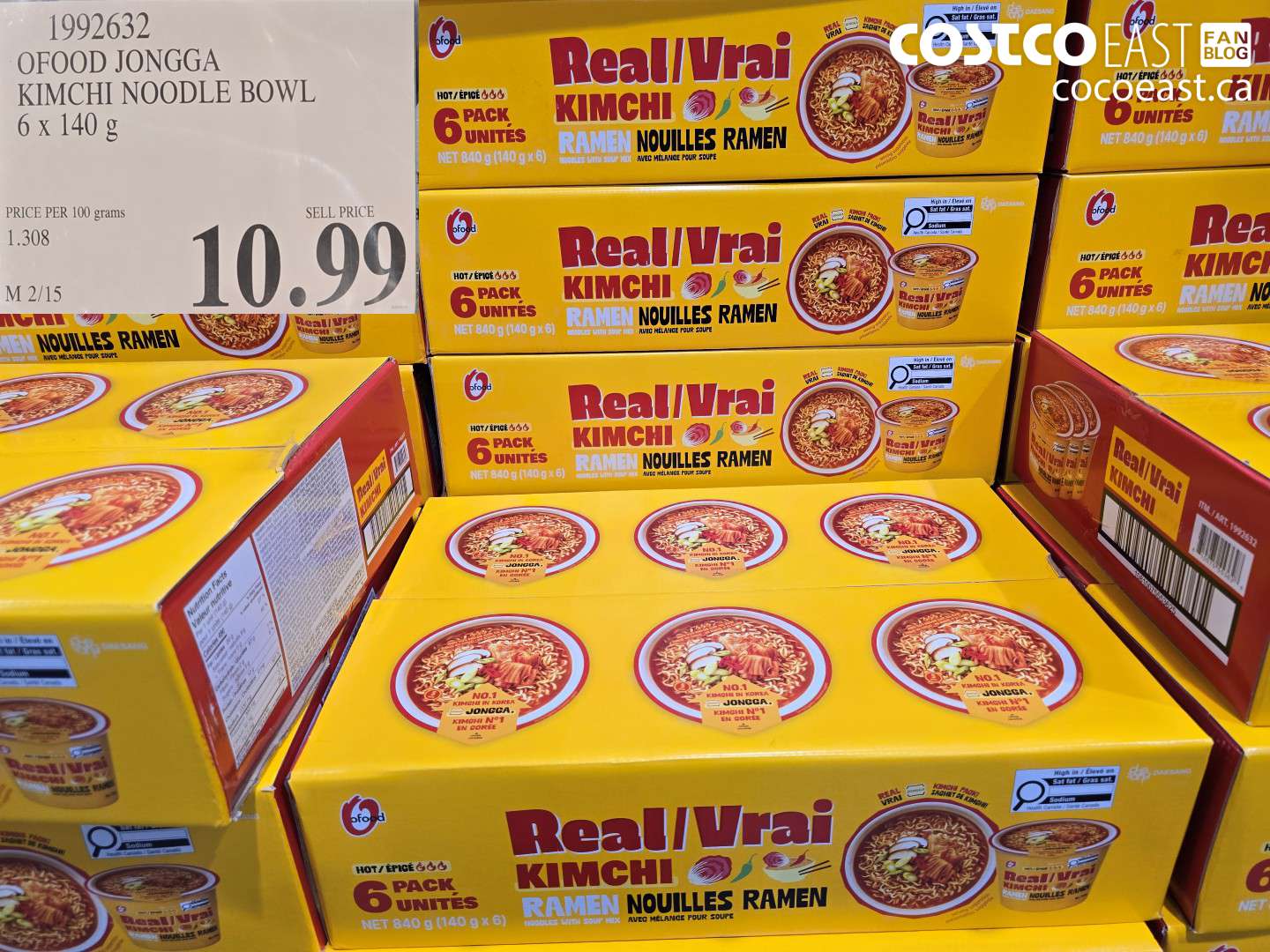 1992632 OFOOD JONGGA KIMCHI NOODLE BOWL 6x 140 G $10.99