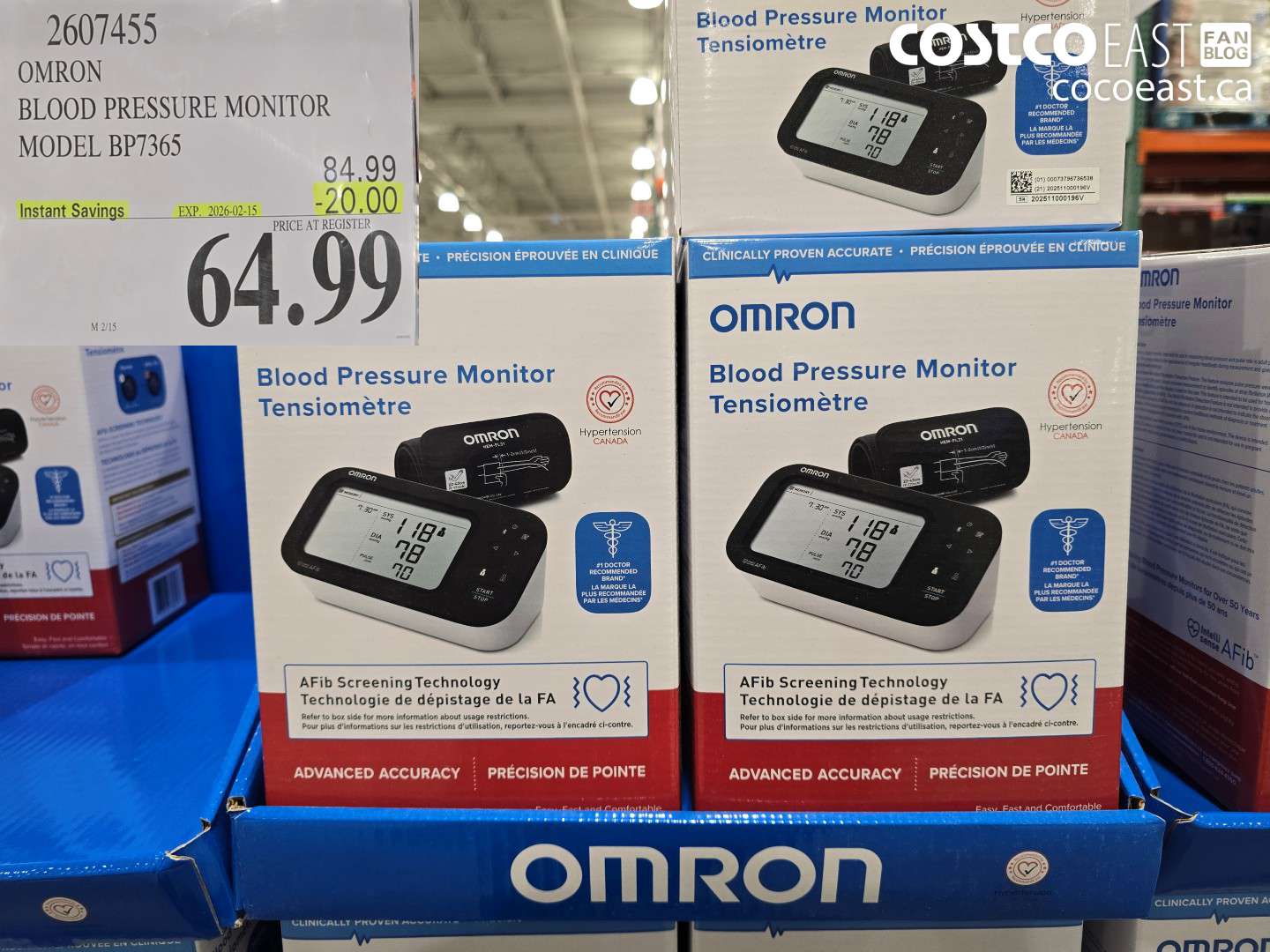 2607455 OMRON BLOOD PRESSURE MONITOR MODEL BP7365 ($20.00 INSTANT SAVINGS EXPIRES ON 2026-02-15) $64.99