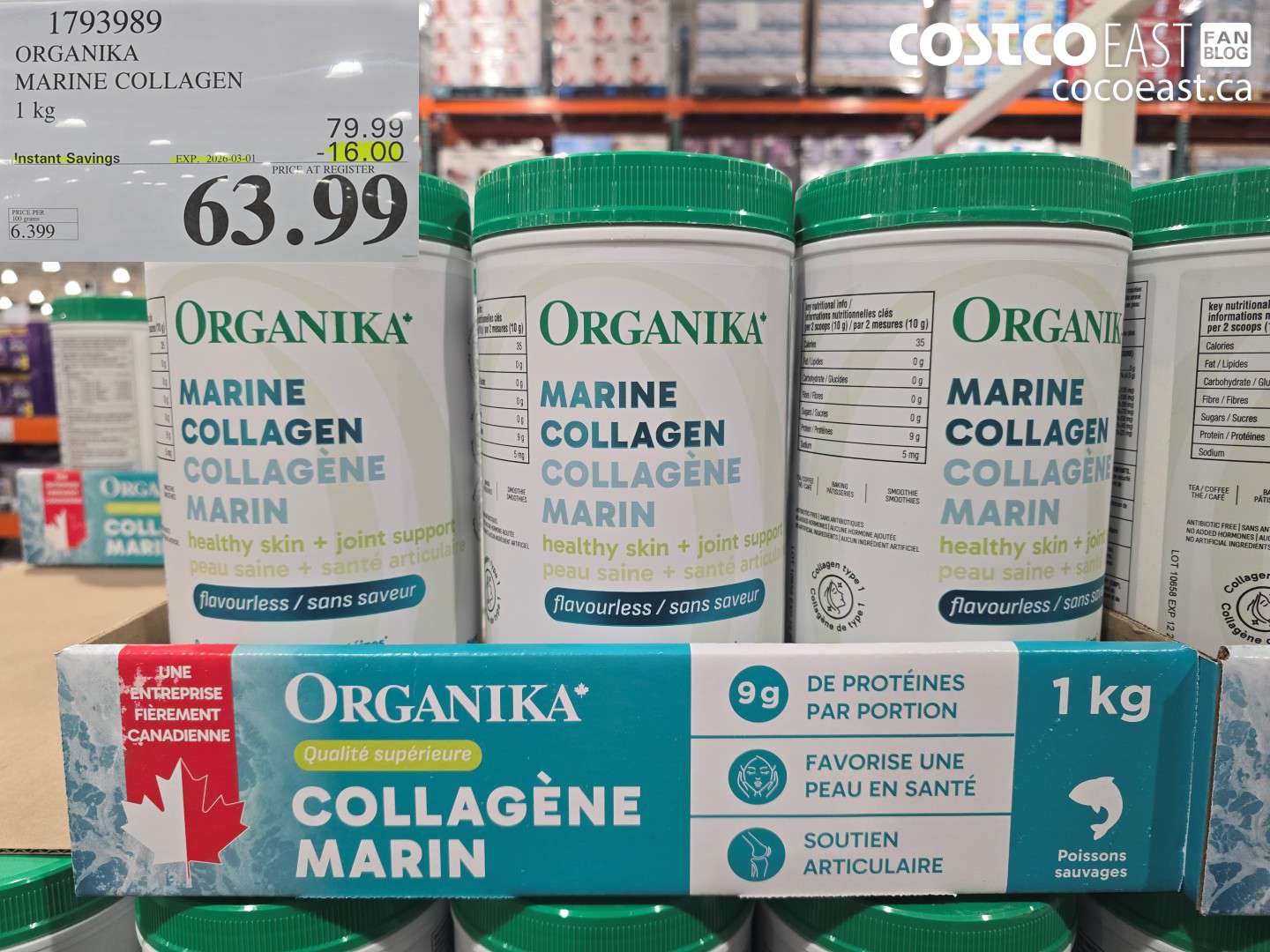 1793989 ORGANIKA MARINE COLLAGEN 1 kg ($16.00 INSTANT SAVINGS EXPIRES ON 2026-03-01) $63.99