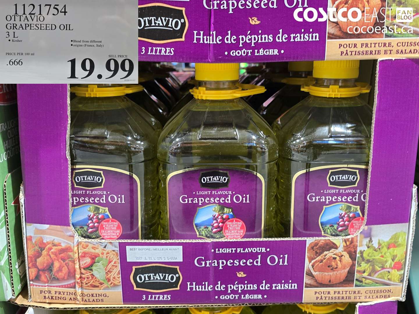 1121754 OTTAVIO GRAPESEED OIL 3L $11.99