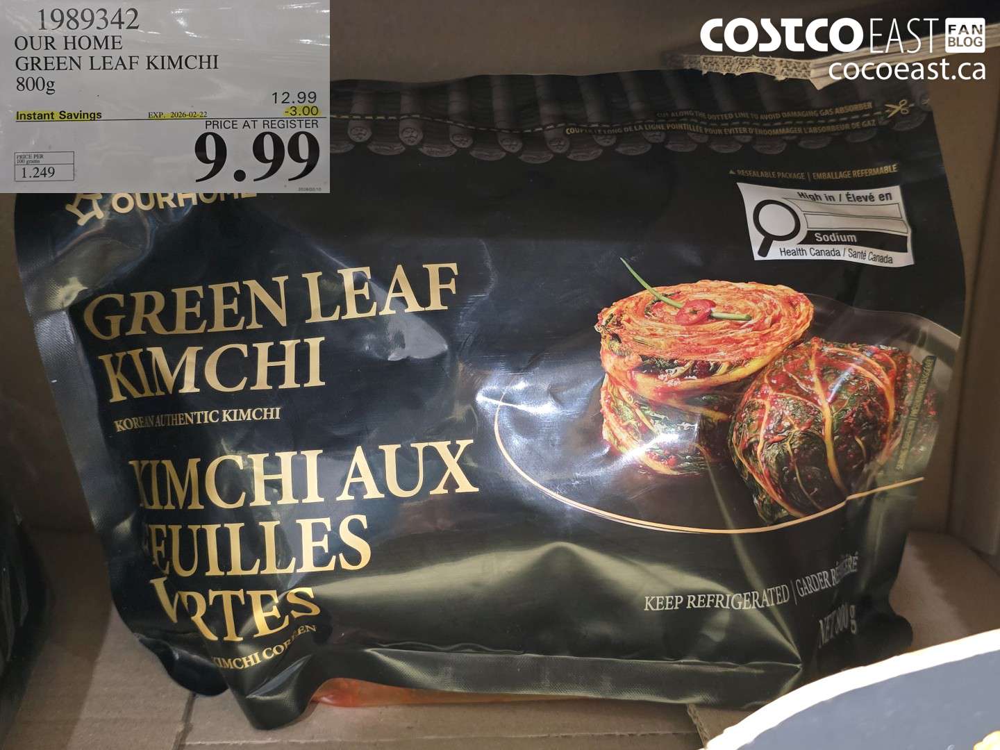 1989342 OUR HOME GREEN LEAF KIMCHI 800g ($3.00 INSTANT SAVINGS EXPIRES ON 2026-02-22) $9.99