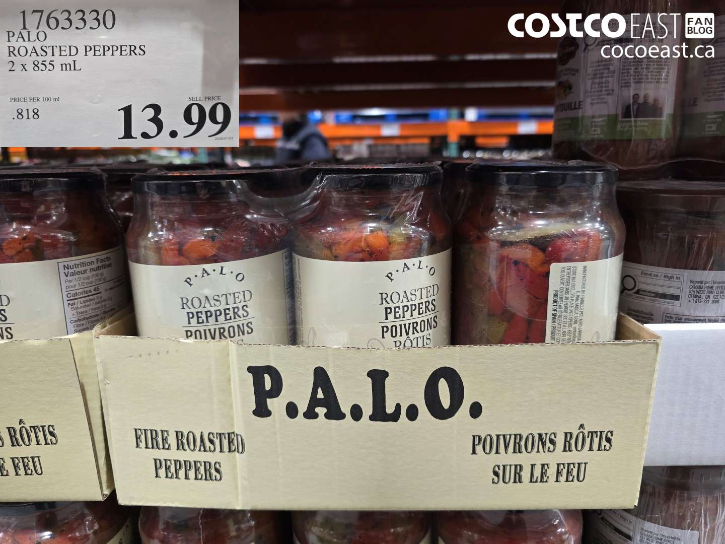 1763330 PALO ROASTED PEPPERS 2 x 855 G $13.99