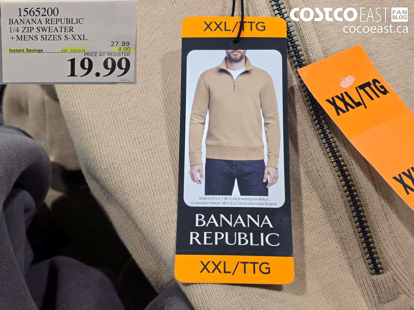 1565200 PANANA REPUBLIC 1/4 ZIP SWEATER +MENS SIZES S-XXL ($8.00 INSTANT SAVINGS EXPIRES ON 2026-02-08) $19.99