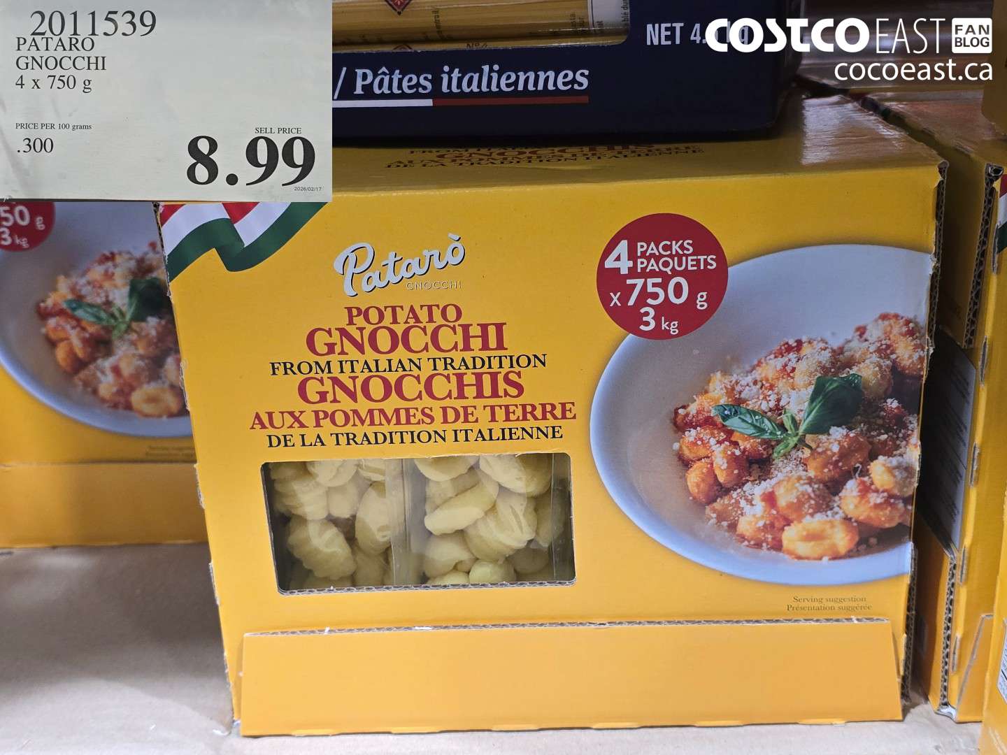 2011539 PATARO GNOCCHI 4 x 750 g $8.99