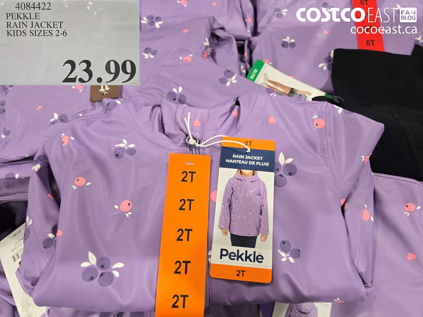 4084422 PEKKLE RAIN JACKET KIDS SIZES 2-6 $23.99