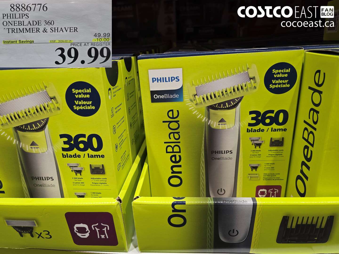 8886776 PHILIPS ONEBLADE 360 TRIMMER & SHAVER ($10.00 INSTANT SAVINGS EXPIRES ON 2026-02-15) $39.99
