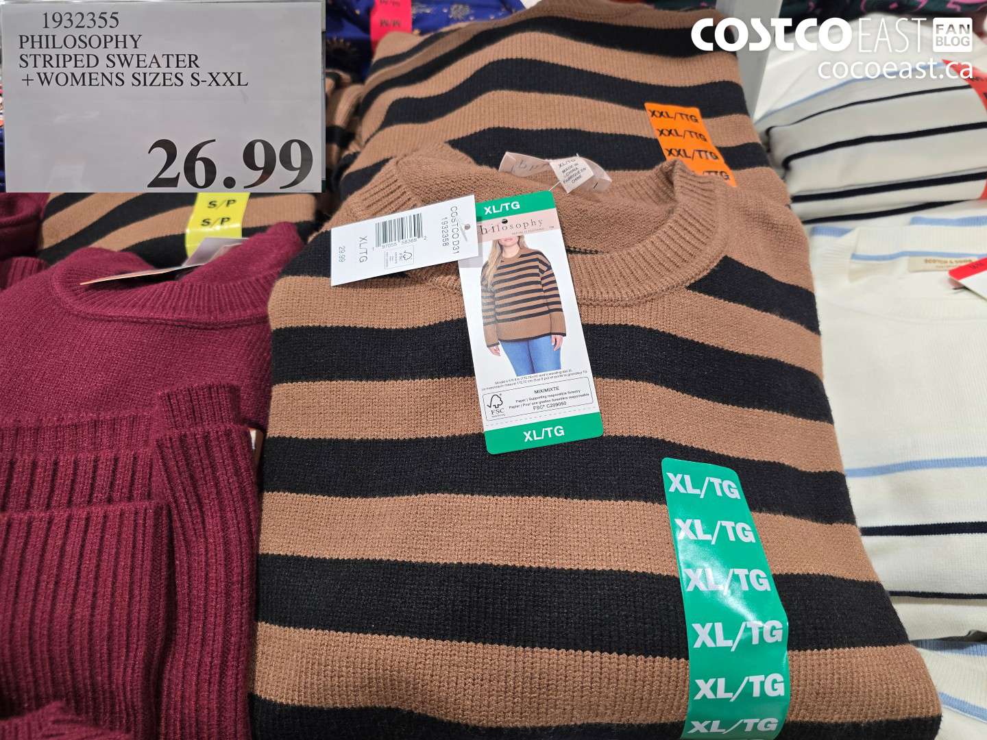 1932355 PHILOSOPHY STRIPED SWEATER + WOMENS SIZES S-XXL $26.99