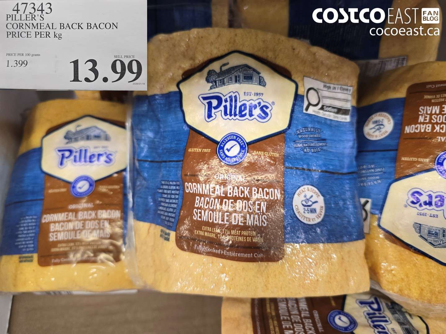 47343 PILLER'S CORNMEAL BACK BACON PRICE PER KG $13.99