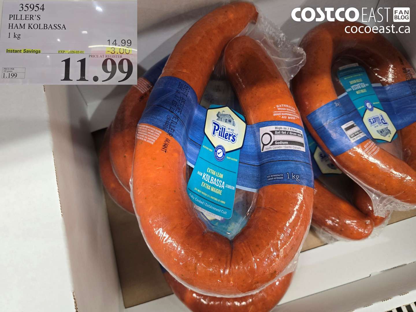 35954 PILLER'S HAM KOLBASSA 1 KG ($3.00 INSTANT SAVINGS EXPIRES ON 2026-03-01) $11.99