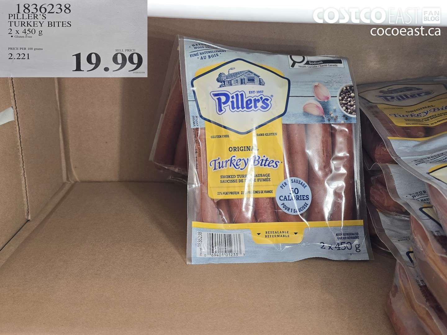 1836238 PILLER'S TURKEY BITES 2 X 450 G $19.99