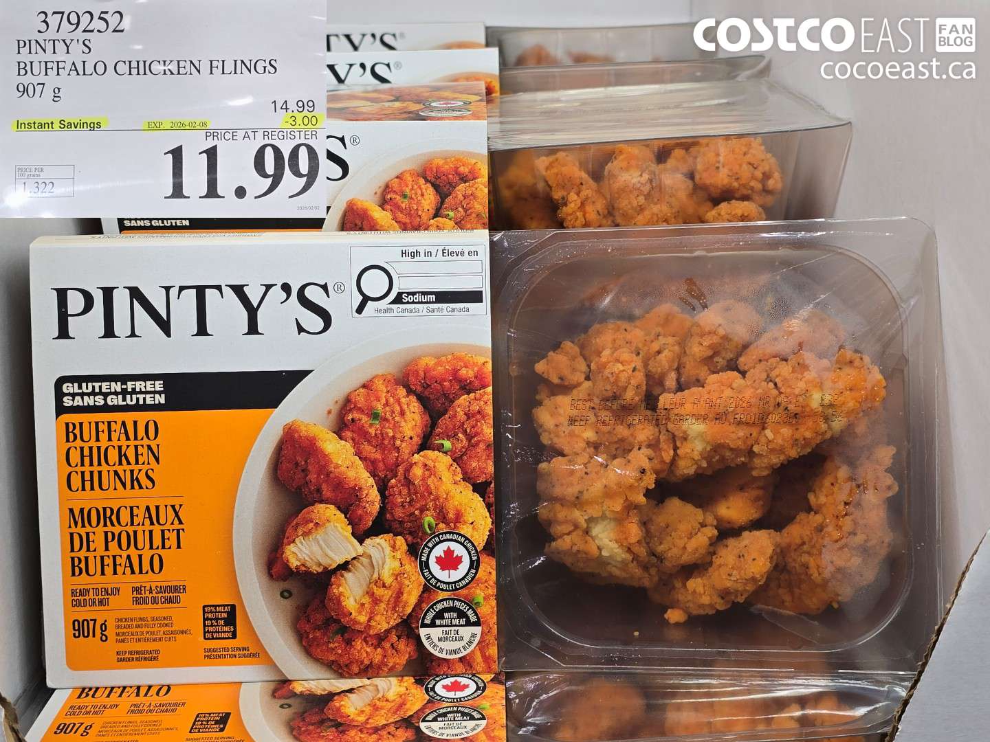 379252 PINTY'S BUFFALO CHICKEN FLINGS 907 g ($3.00 INSTANT SAVINGS EXPIRES ON 2026-02-08) $11.99