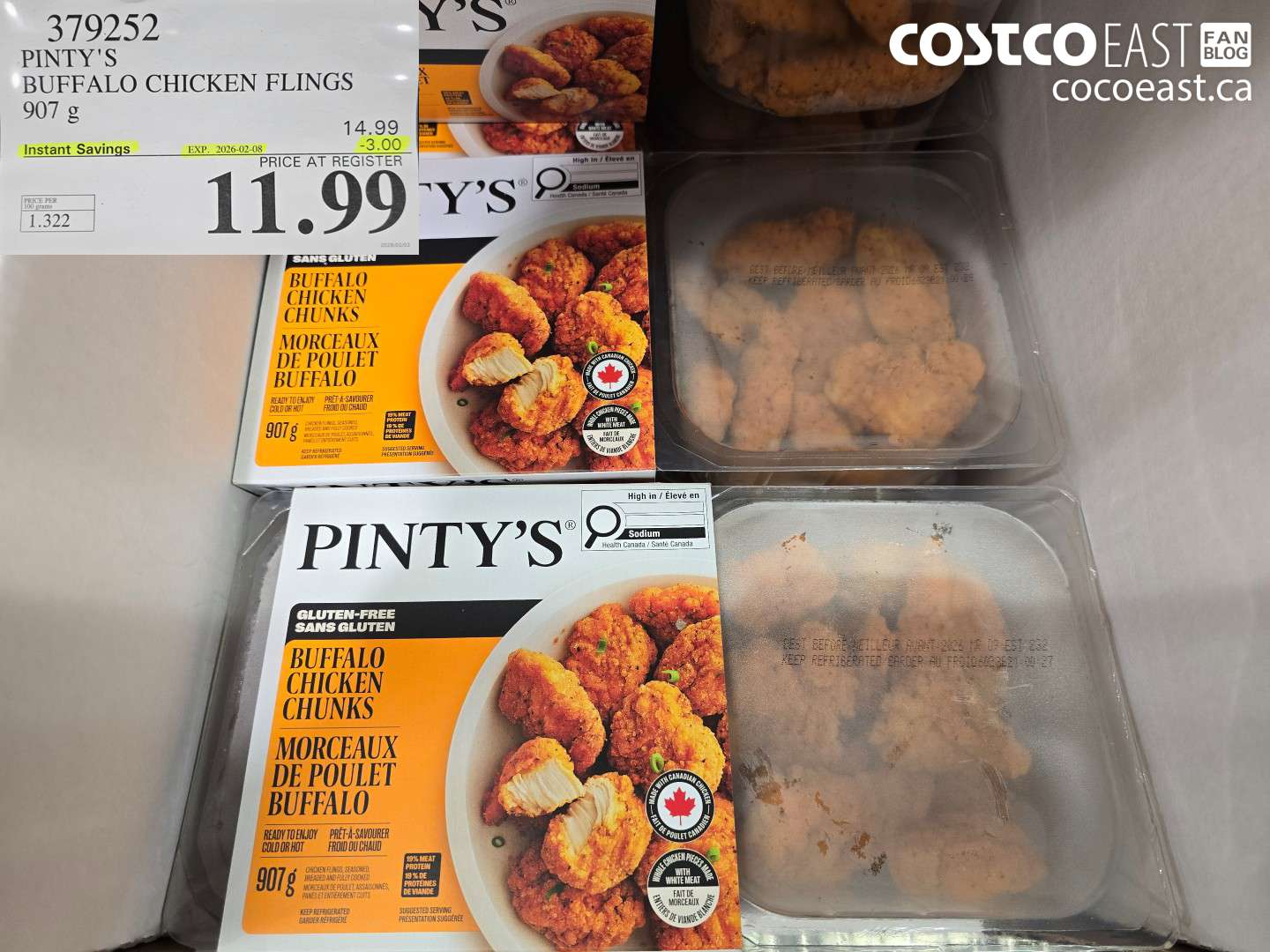 379252 PINTY'S BUFFALO CHICKEN FLINGS 907 g ($3.00 INSTANT SAVINGS EXPIRES ON 2026-02-08) $11.99
