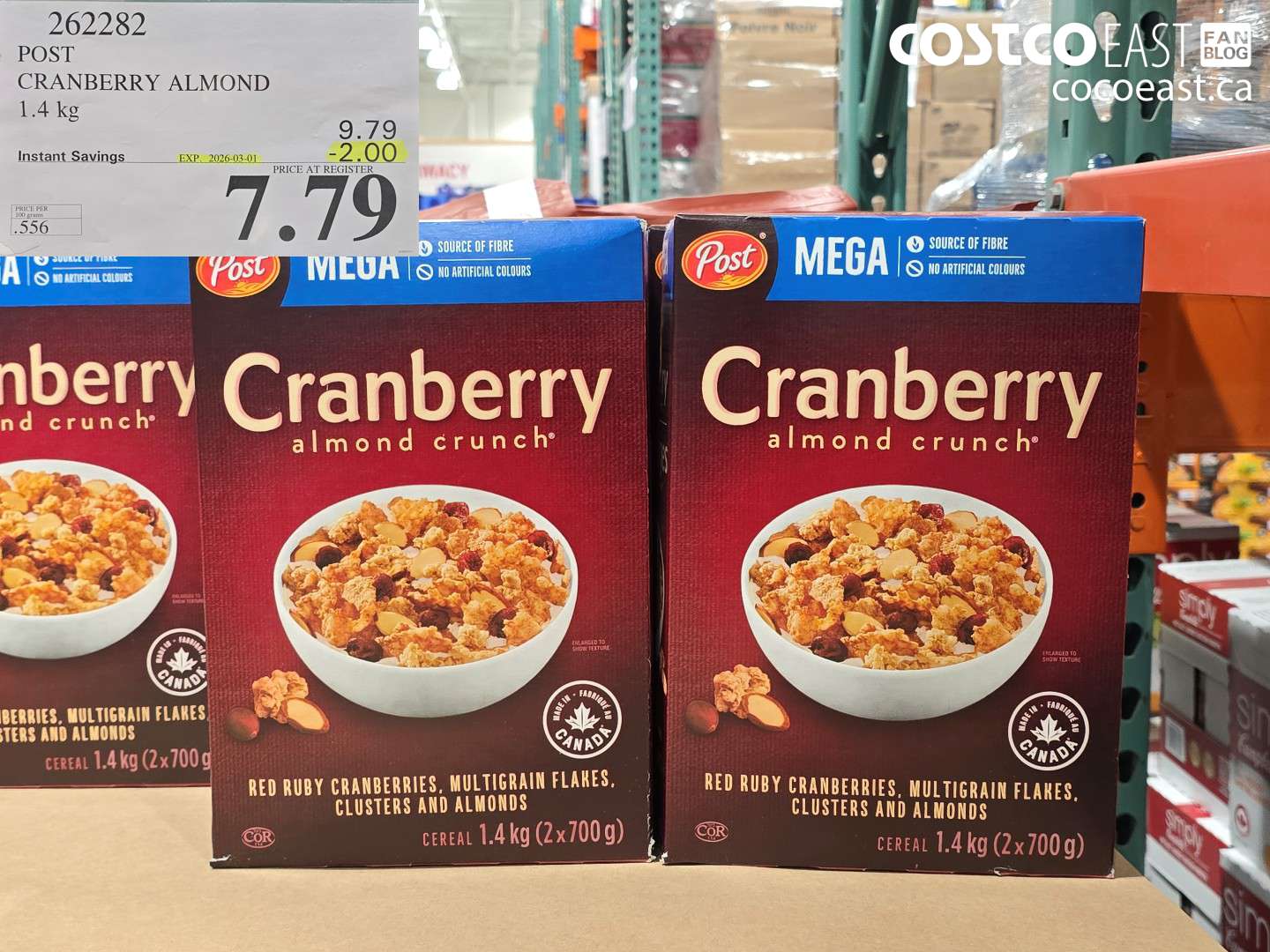 262282 POST CRANBERRY ALMOND 1.4 KG ($2.00 INSTANT SAVINGS EXPIRES ON 2026-03-01) $7.79
