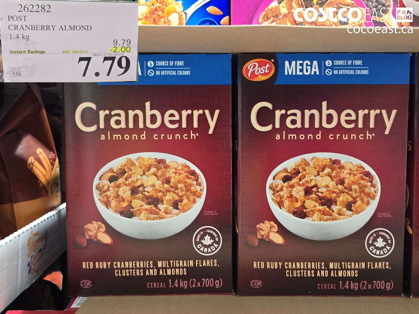262282 POST CRANBERRY ALMOND 1.4 kg ($2.00 INSTANT SAVINGS EXPIRES ON 2026-03-01) $7.79