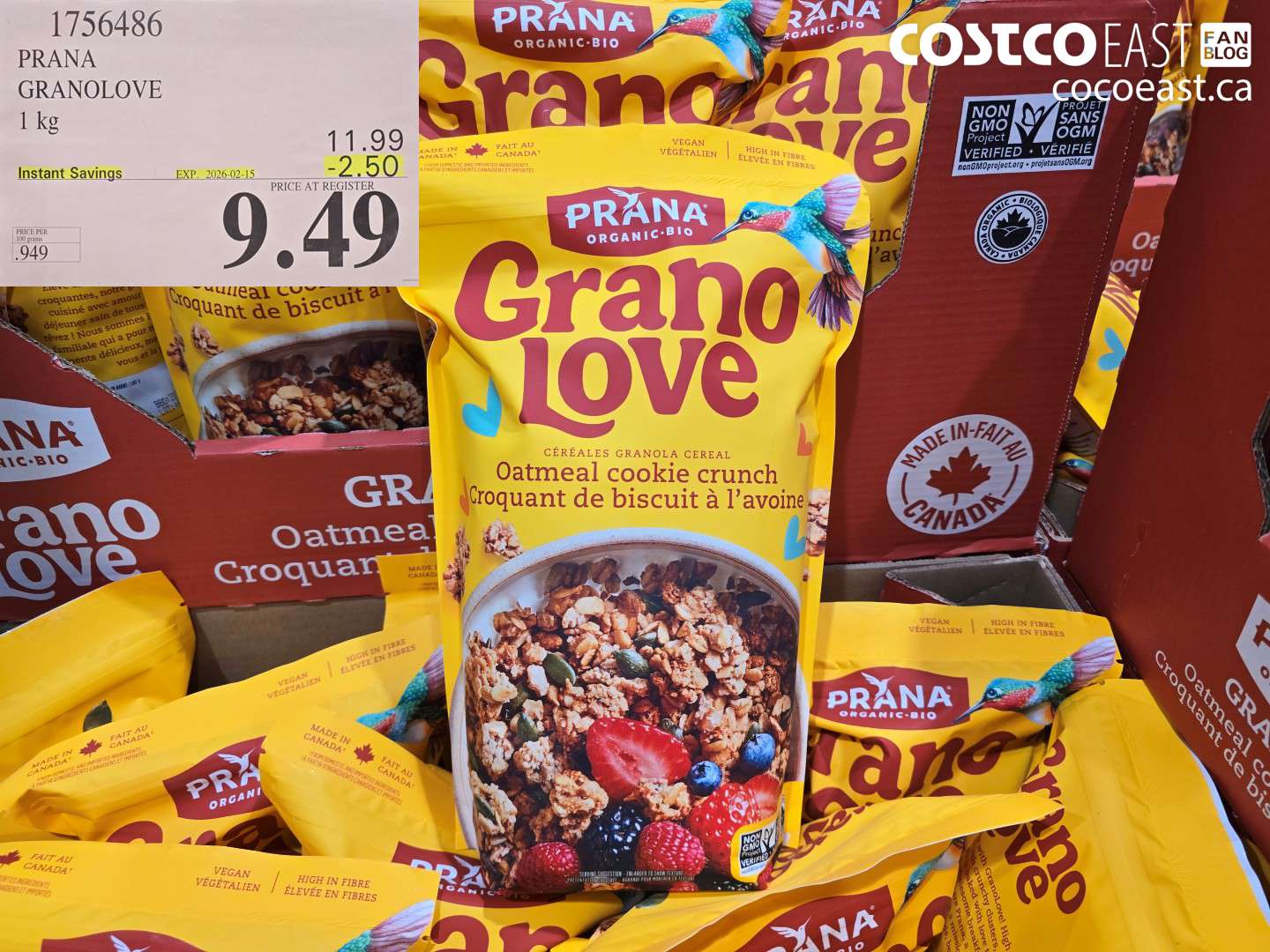 1756486 PRANA GRANOLOVE 1 KG ($2.50 INSTANT SAVINGS EXPIRES ON 2026-02-15) $9.49