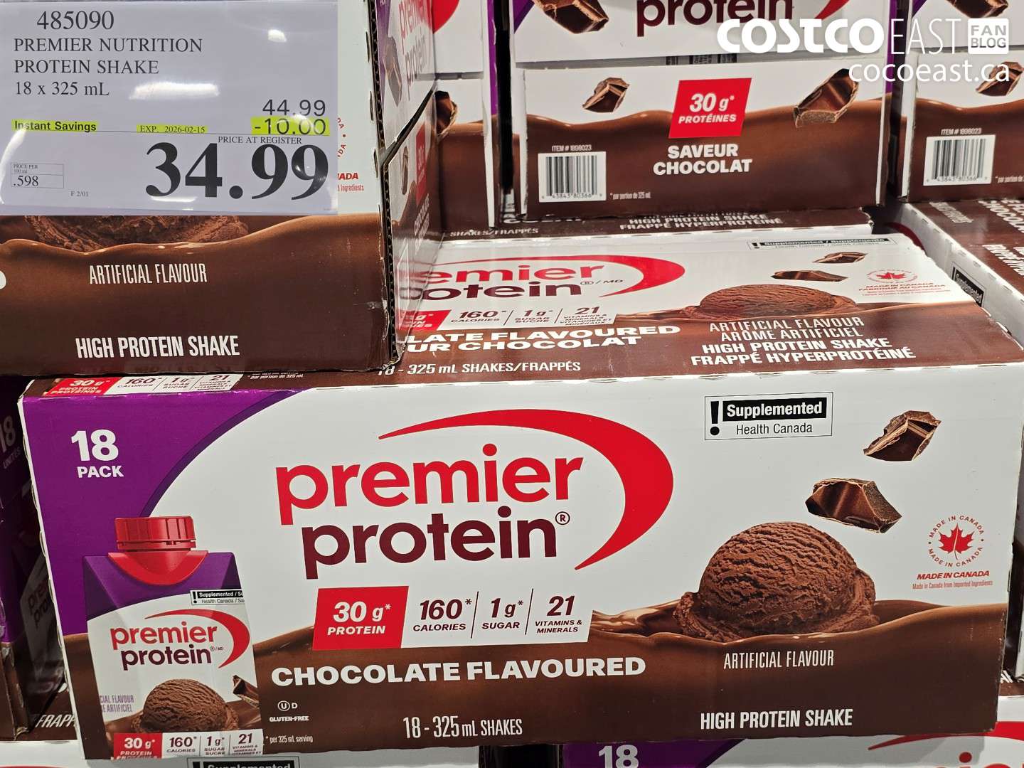 435090 PREMIER NUTRITION PROTEIN SHAKE 18 x 325 mL ($10.00 INSTANT SAVINGS EXPIRES ON 2026-02-15) $34.99