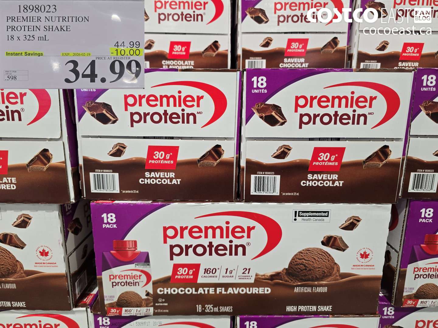 1898023 PREMIER NUTRITION PROTEIN SHAKE 18 x 325 mL ($10.00 INSTANT SAVINGS EXPIRES ON 2026-02-19) $34.99