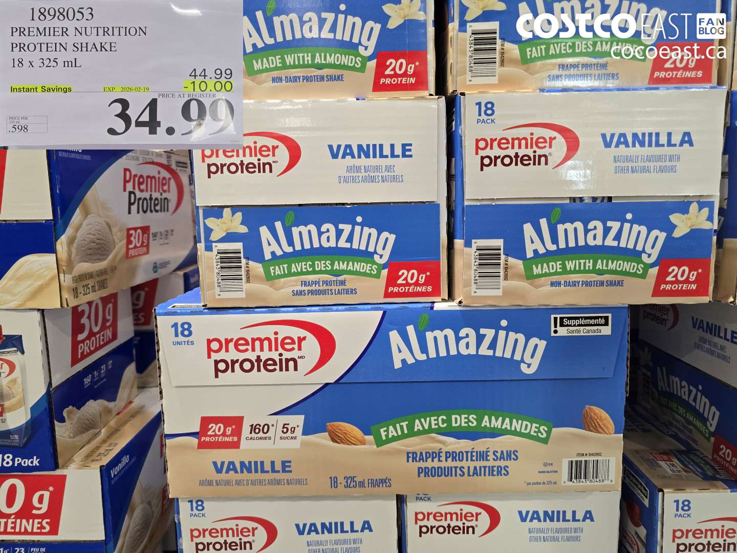 1898053 PREMIER NUTRITION PROTEIN SHAKE 18 x 325 mL ($10.00 INSTANT SAVINGS EXPIRES ON 2026-02-19) $34.99