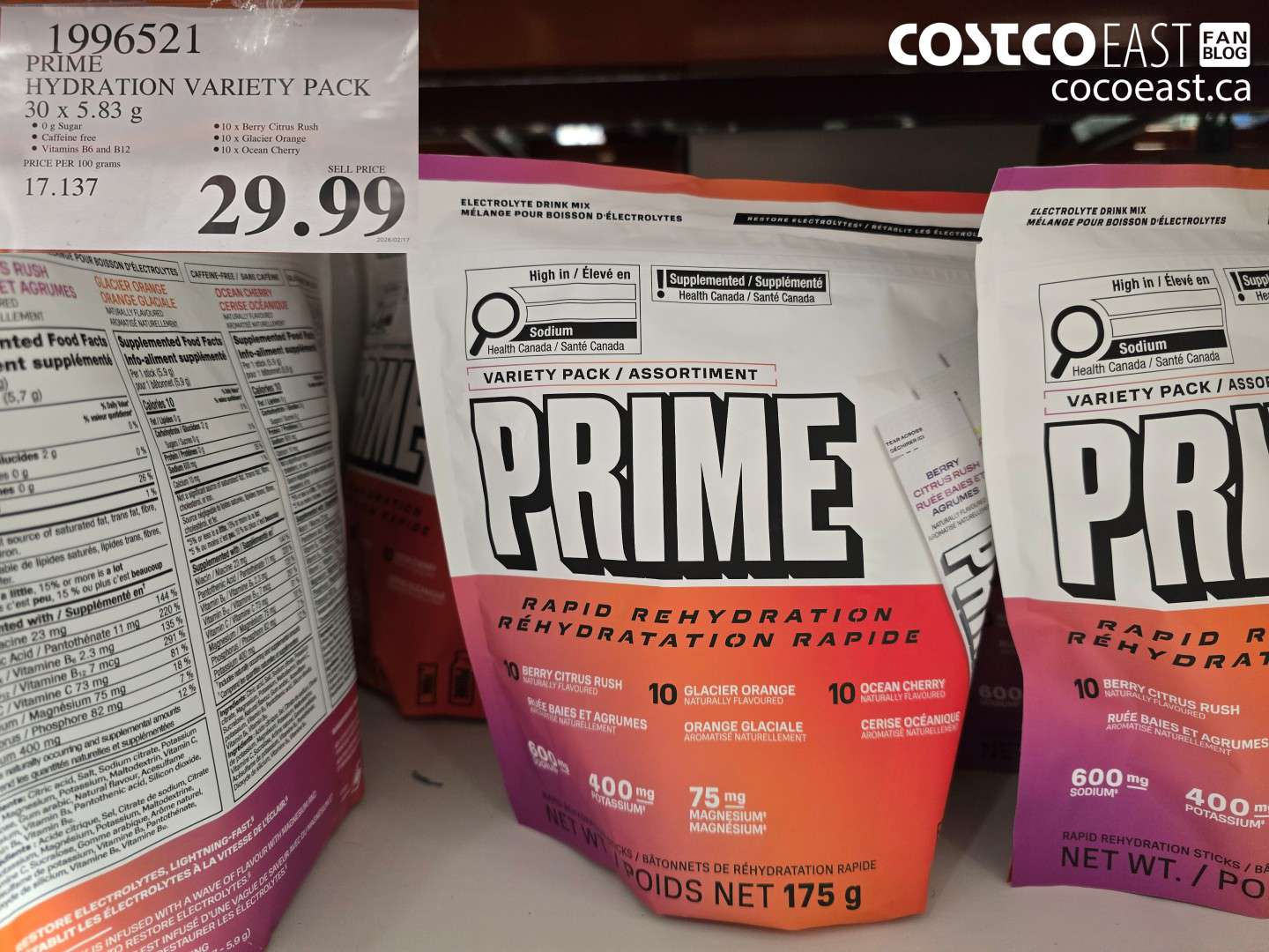 1996521 PRIME HYDRATION VARIETY PACK 30 X 5.83 G $29.99