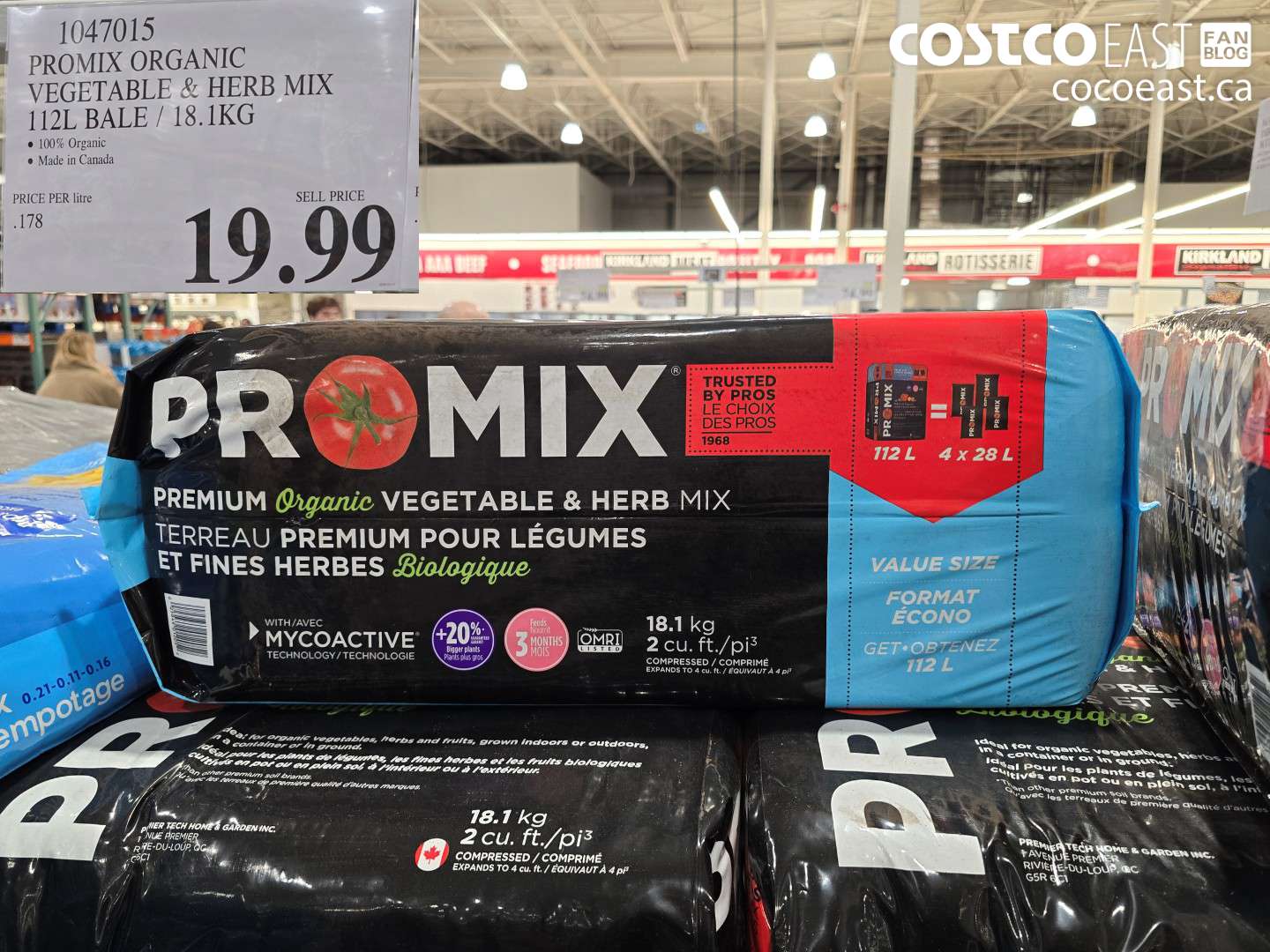 1047015 PROMIX ORGANIC VEGETABLE & HERB MIX 112L BALE / 18.1KG $19.99