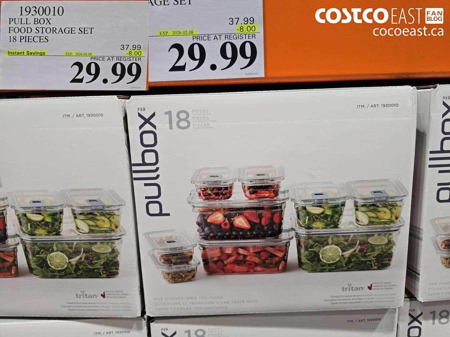 1930010 PULL BOX FOOD STORAGE SET 18 PIECES ($8.00 INSTANT SAVINGS EXPIRES ON 2026-02-08) $29.99