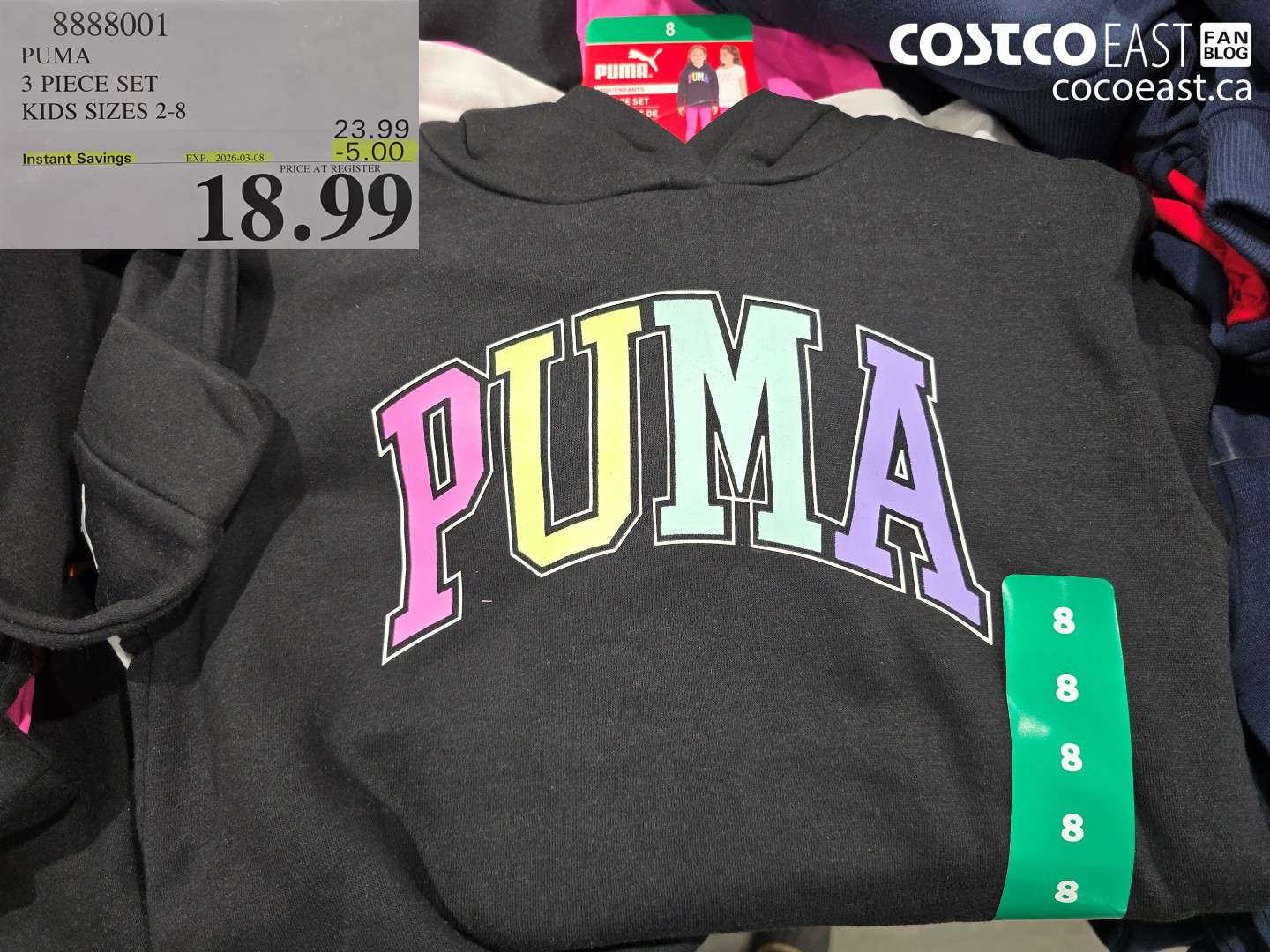 8888001 PUMA 3 PIECE SET KIDS SIZES 2-8 ($5.00 INSTANT SAVINGS EXPIRES ON 2026-03-08) $18.99