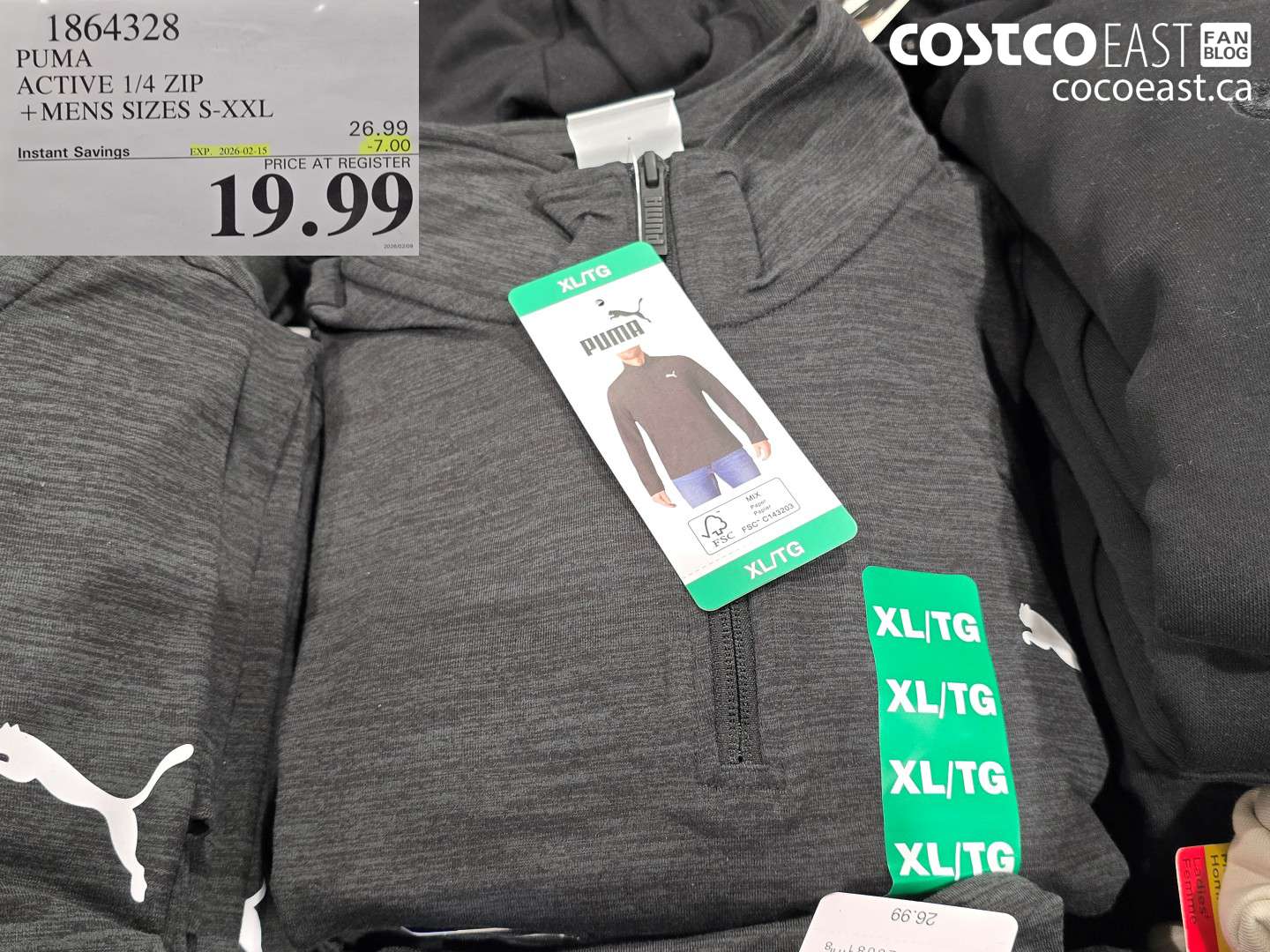 1864328 PUMA ACTIVE 1/4 ZIP + MENS SIZES S-XXL ($7.00 INSTANT SAVINGS EXPIRES ON 2026-02-15) $19.99