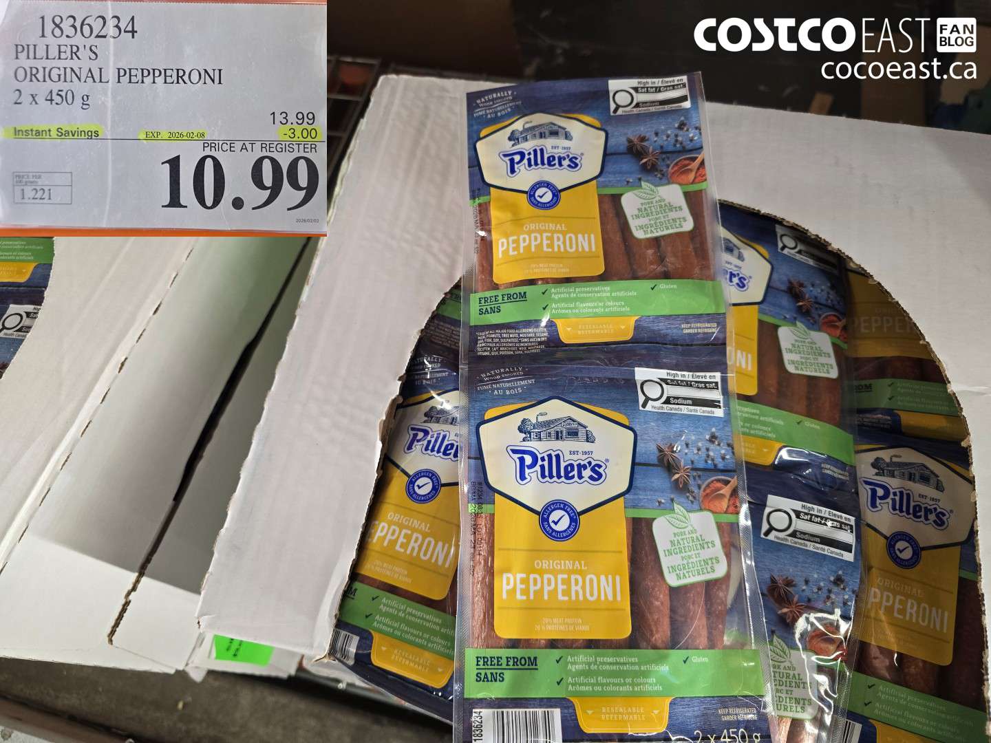 1836234 Piller's Original Pepperoni 2 x 450 g ($3.00 INSTANT SAVINGS EXPIRES ON 2026-02-08) $10.99