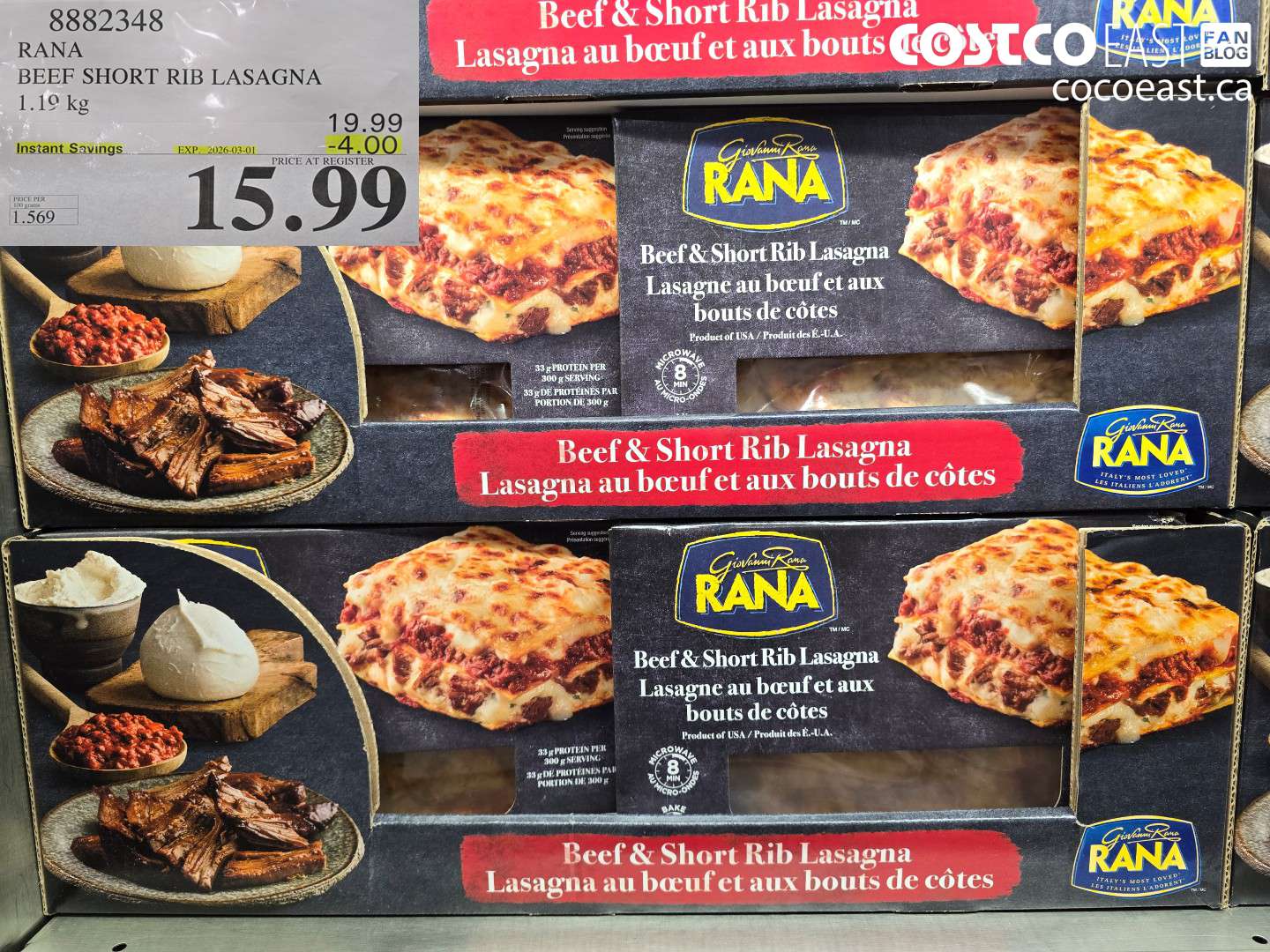 8882348 RANA BEEF SHORT RIB LASAGNA ($4.00 INSTANT SAVINGS EXPIRES ON 2026-03-01) $15.99