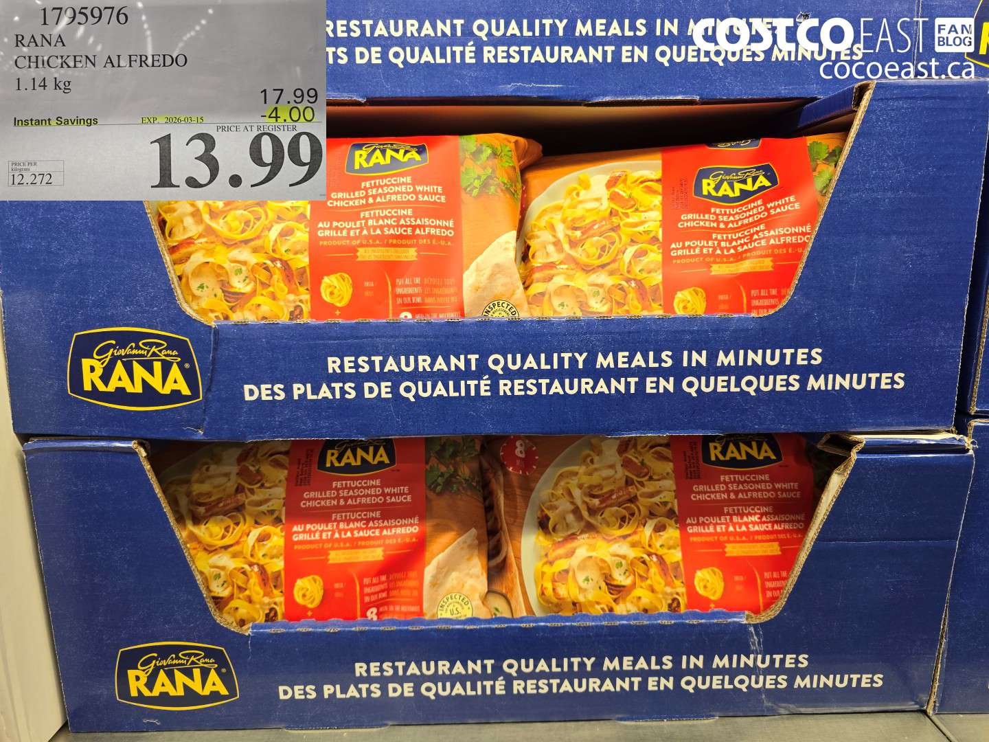 1795976 RANA CHICKEN ALFREDO 1.14 KG ($4.00 INSTANT SAVINGS EXPIRES ON 2026-03-15) $13.99