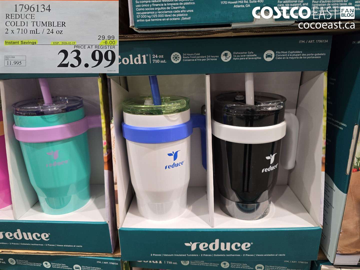 1796134 REDUCE COLD1 TUMBLER 2 x 710 mL / 24 OZ ($6.00 INSTANT SAVINGS EXPIRES ON 2026-02-15) $23.99