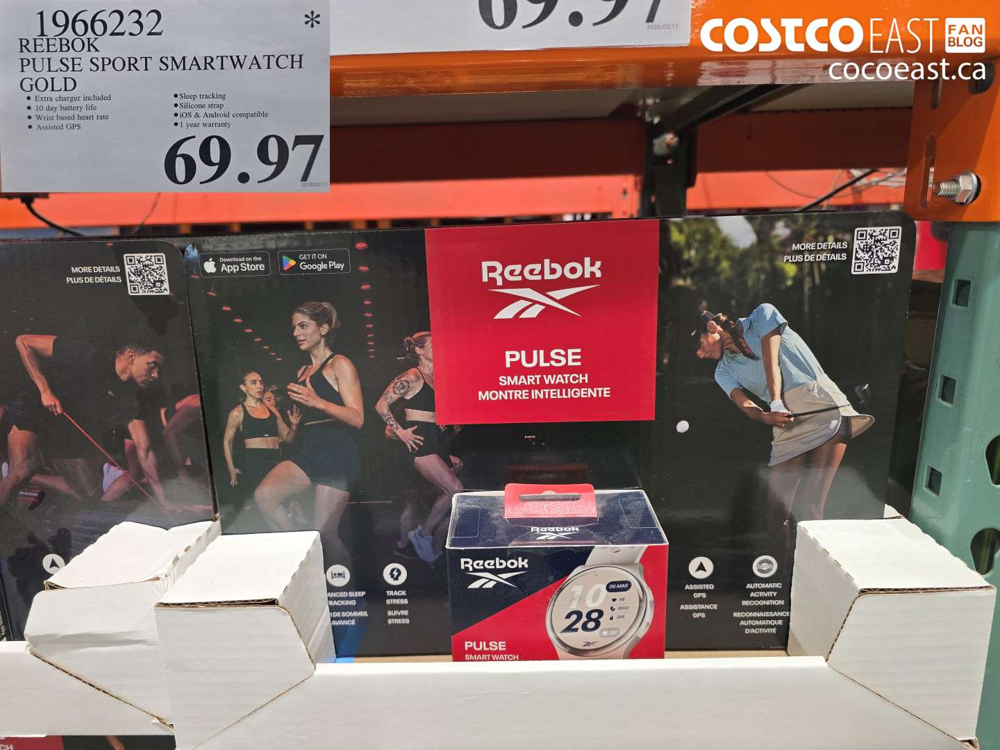 1966232 REEBOK PULSE SPORT SMARTWATCH GOLD $69.97