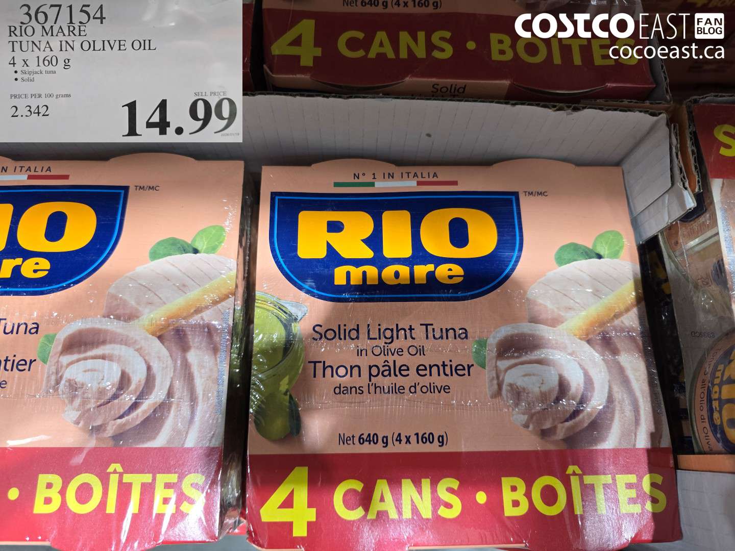 367154 RIO MARE TUNA IN OLIVE OIL 4 x 160 g $14.99