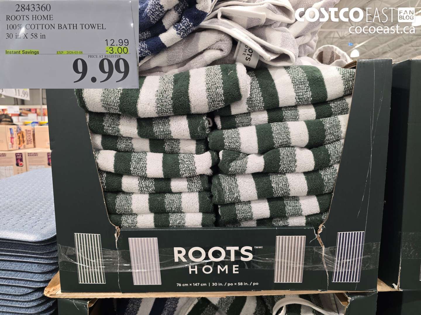 2843360 ROOTS HOME 100% COTTON BATH TOWEL 30 IN X 58 IN ($3.00 INSTANT SAVINGS EXPIRES ON 2026-03-08) $9.99