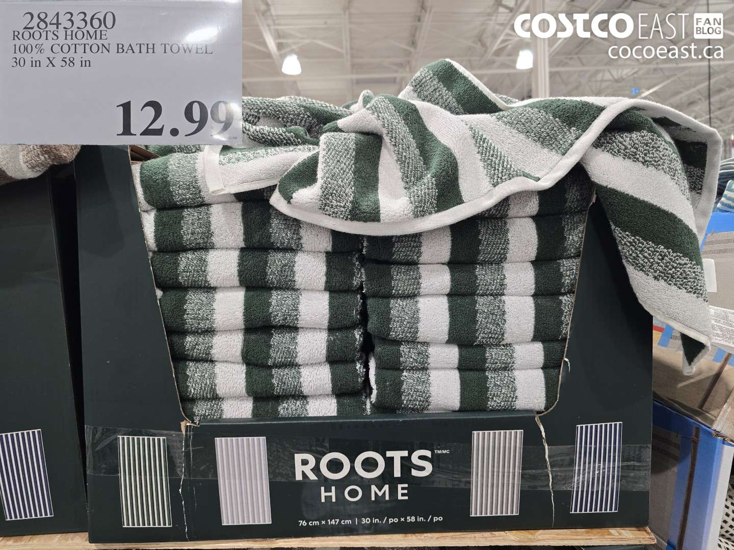 2843360 ROOTS HOME 100% COTTON BATH TOWEL 30 in X 58 in $12.99