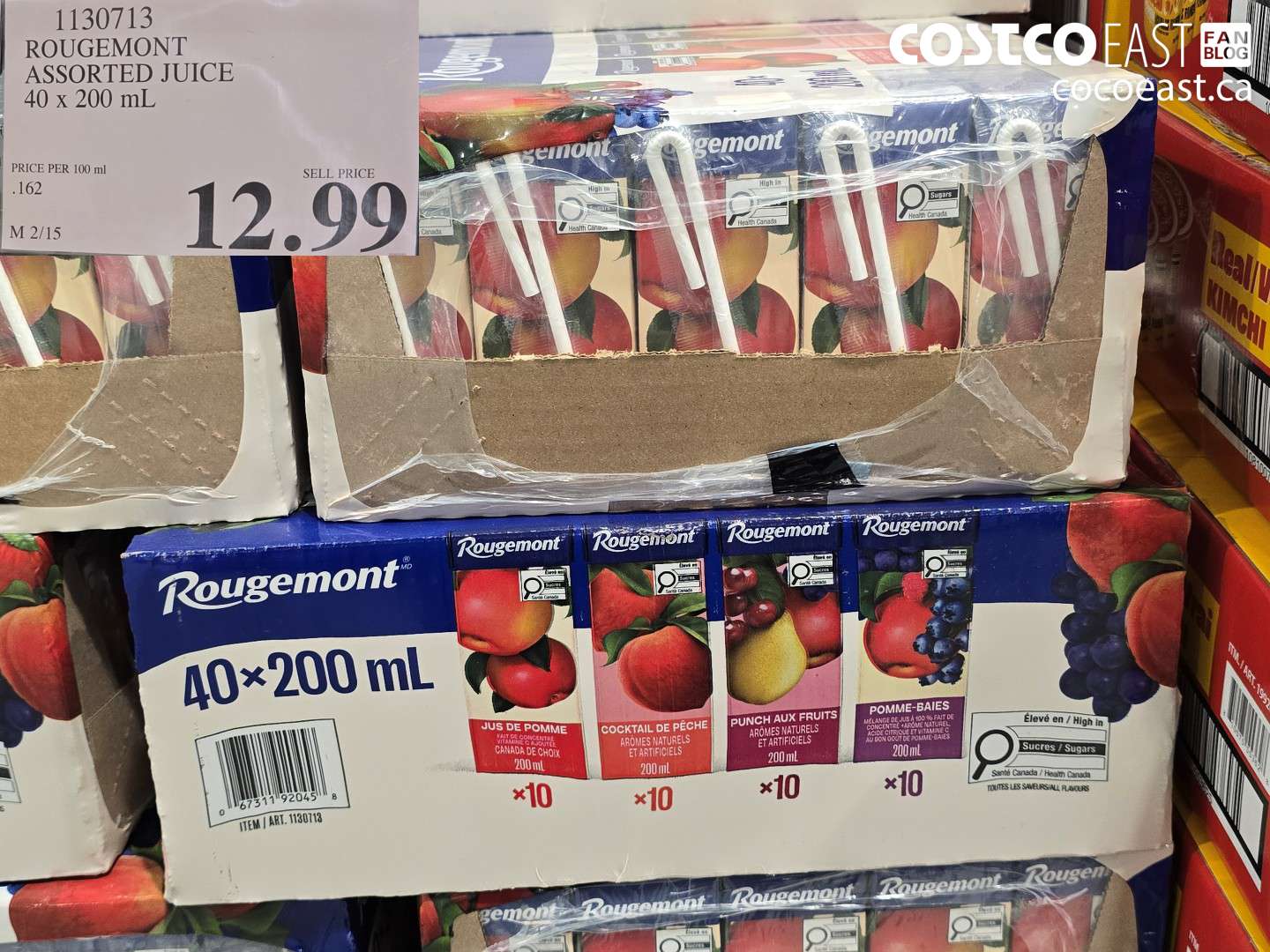 1130713 ROUGEMONT ASSORTED JUICE 40 X 200 ML $12.99