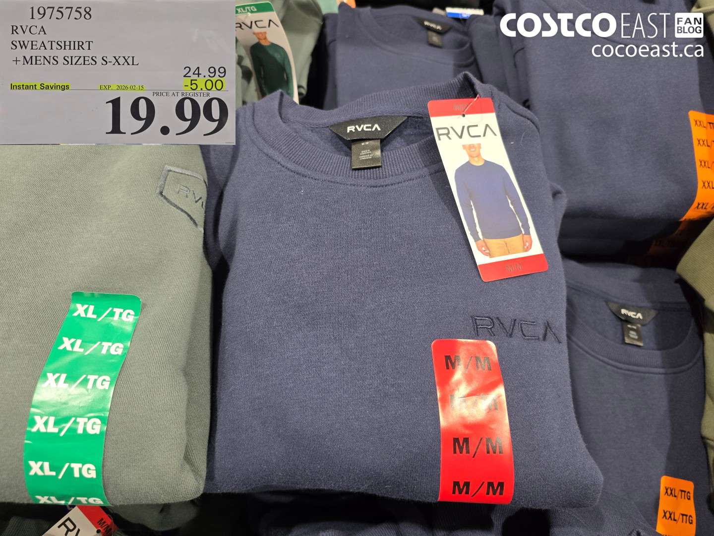 1975758 RVCA SWEATSHIRT +MENS SIZES S-XXL ($5.00 INSTANT SAVINGS EXPIRES ON 2026-02-15) $19.99