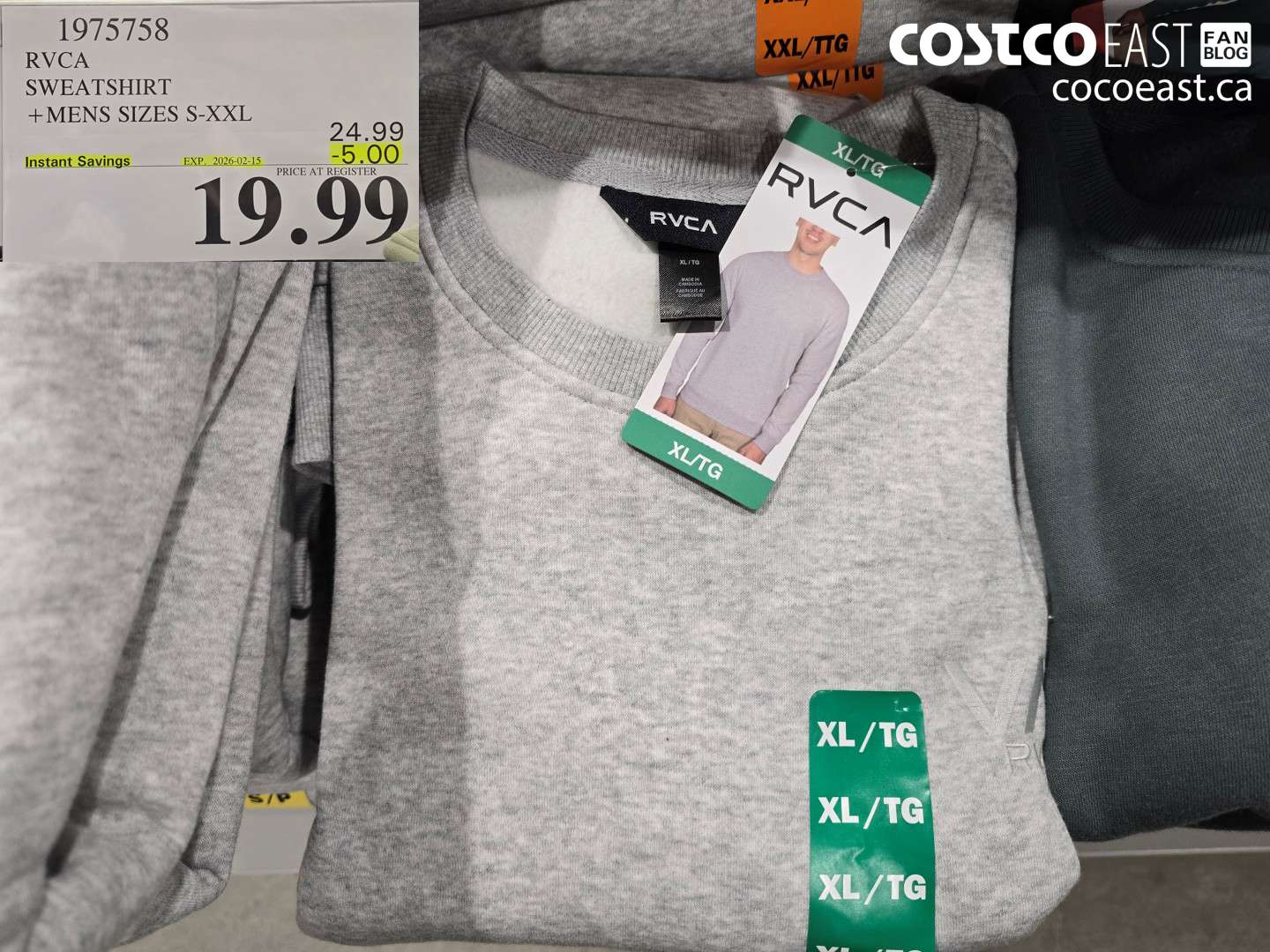 1975758 RVCA SWEATSHIRT + MENS SIZES S-XXL ($5.00 INSTANT SAVINGS EXPIRES ON 2026-02-15) $19.99