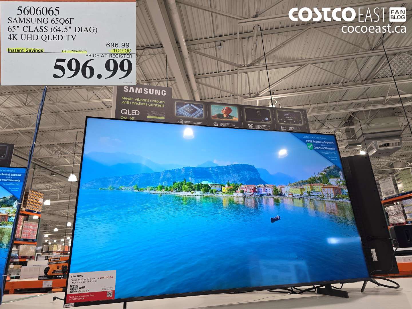 5606065 SAMSUNG 65Q6F CLASS (64.5 DIAG) 4K UHD QLED TV ($100.00 INSTANT SAVINGS EXPIRES ON 2026-03-15) $596.99