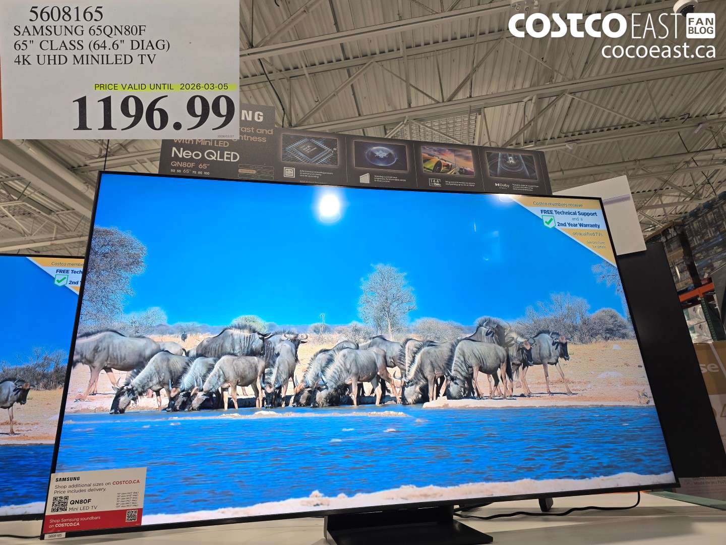 5608165 SAMSUNG 65QN80F 65 CLASS (64.6 DIAG) 4K UHD MINILED TV $1196.99