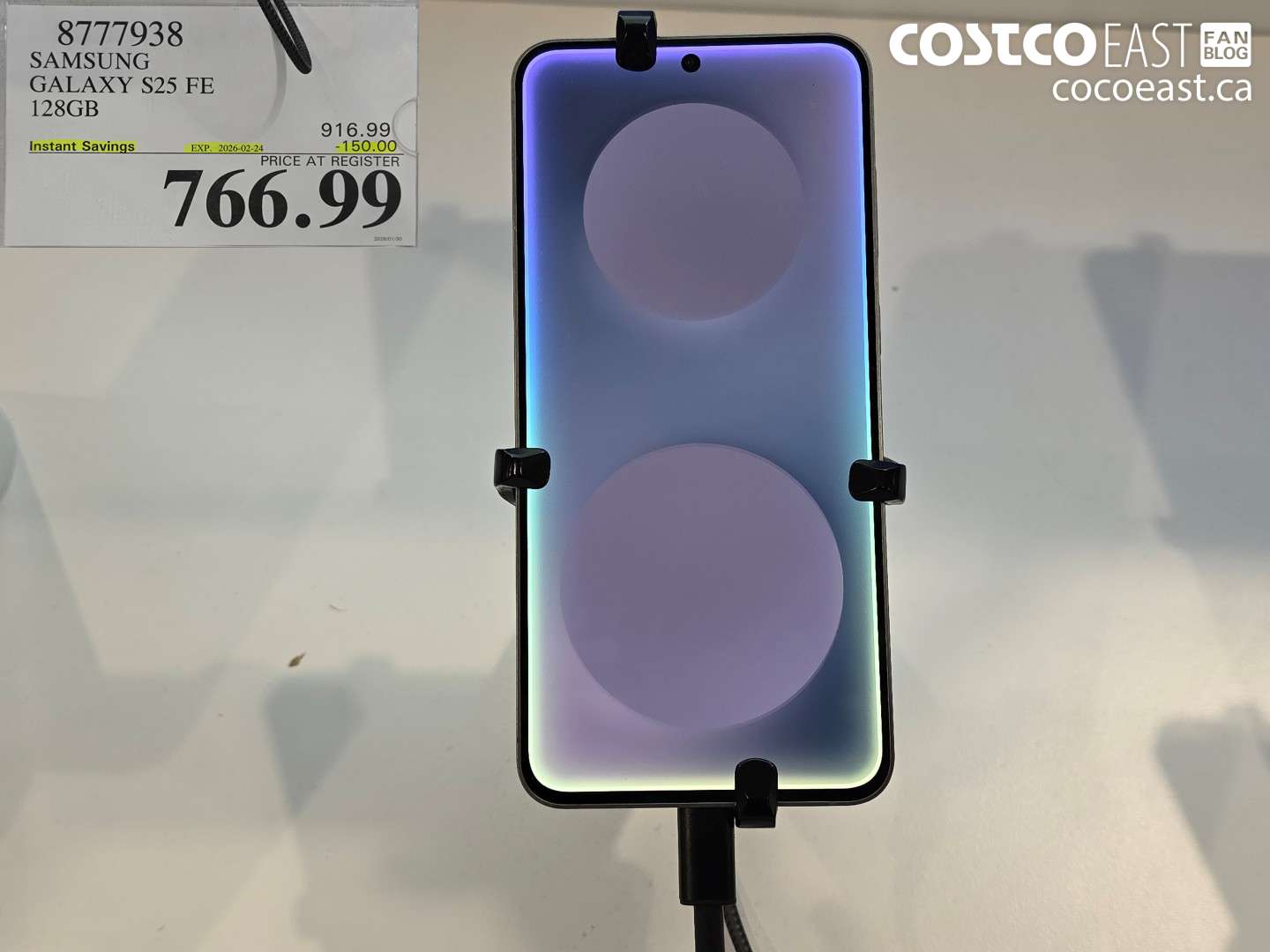 8777938 SAMSUNG GALAXY S25 FE 128GB ($150.00 INSTANT SAVINGS EXPIRES ON 2026-02-24) $766.99