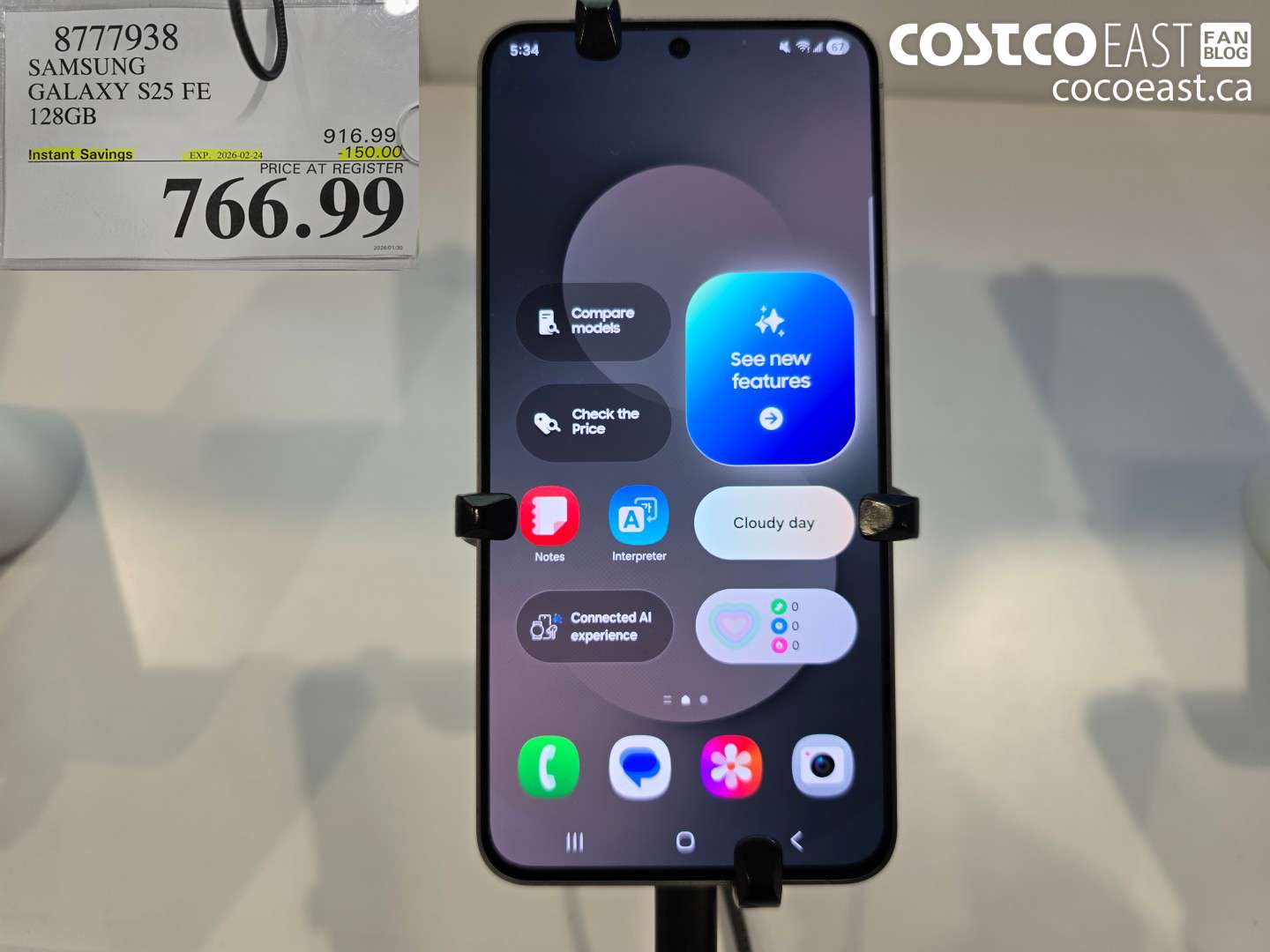 8777938 SAMSUNG GALAXY S25 FE 128GB ($150.00 INSTANT SAVINGS EXPIRES ON 2026-02-24) $766.99