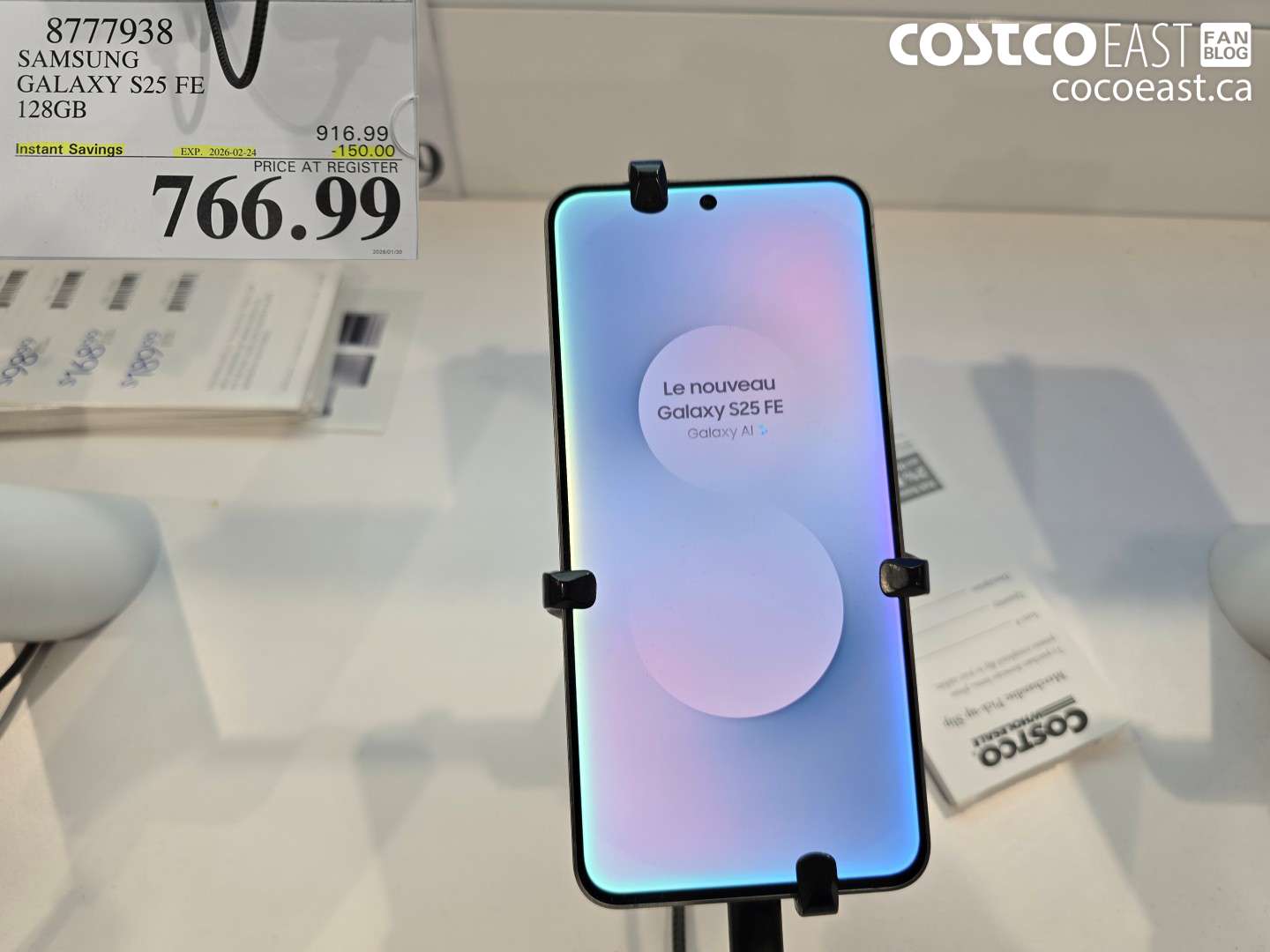 8777938 SAMSUNG GALAXY S25 FE 128GB ($150.00 INSTANT SAVINGS EXPIRES ON 2026-02-24) $766.99