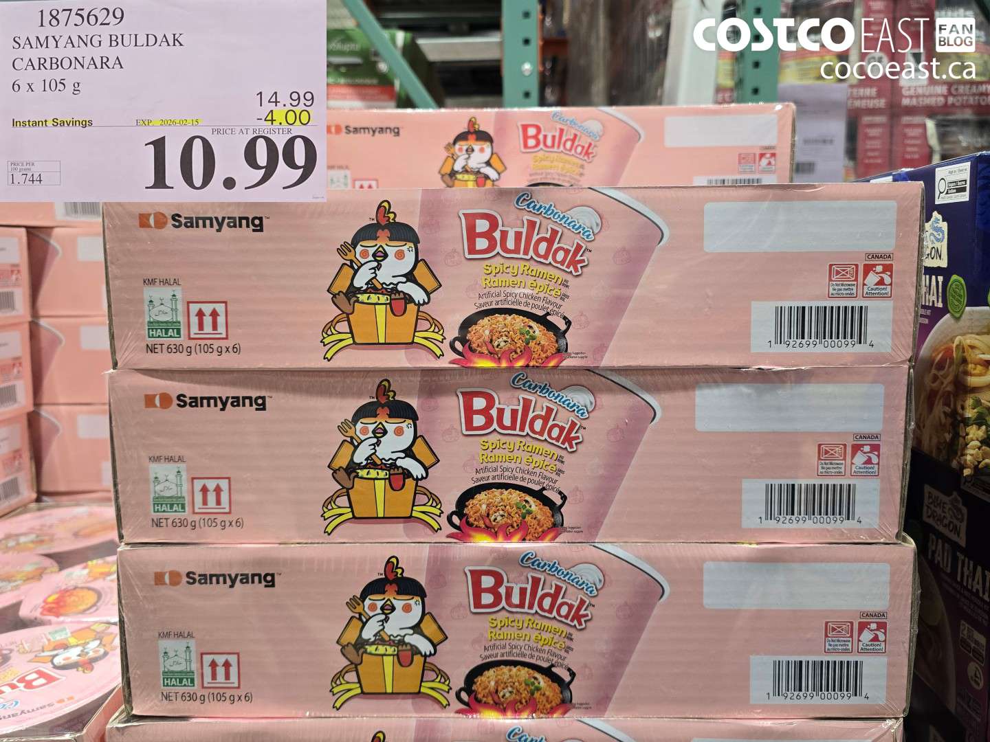 1875629 SAMYANG BULDAK CARBONARA 6 x 105 g ($4.00 INSTANT SAVINGS EXPIRES ON 2026-02-15) $10.99