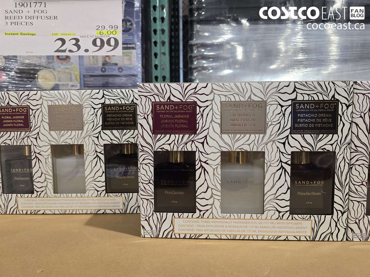 1901771 SAND + FOG REED DIFFUSER 3 PIECES ($6.00 INSTANT SAVINGS EXPIRES ON 2026-03-15) $23.99