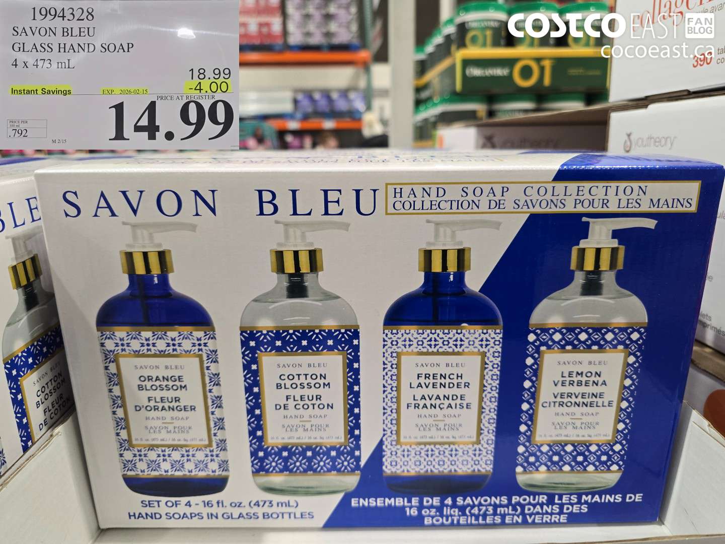1994328 SAVON BLEU GLASS HAND SOAP 4 x 473 mL ($4.00 INSTANT SAVINGS EXPIRES ON 2026-02-15) $14.99