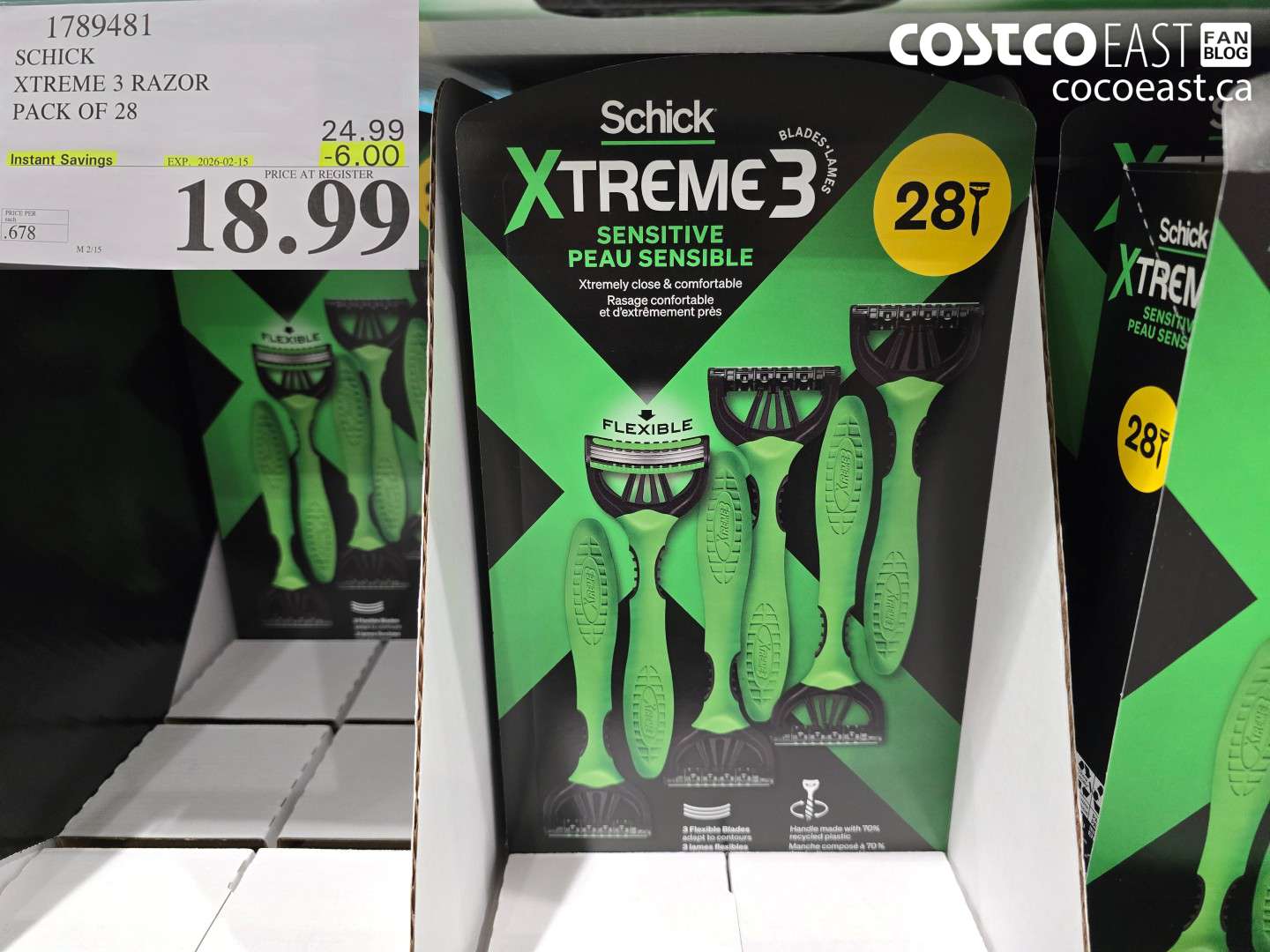 1789481 SCHICK XTREME 3 RAZOR PACK OF 28 ($6.00 INSTANT SAVINGS EXPIRES ON 2026-02-15) $18.99