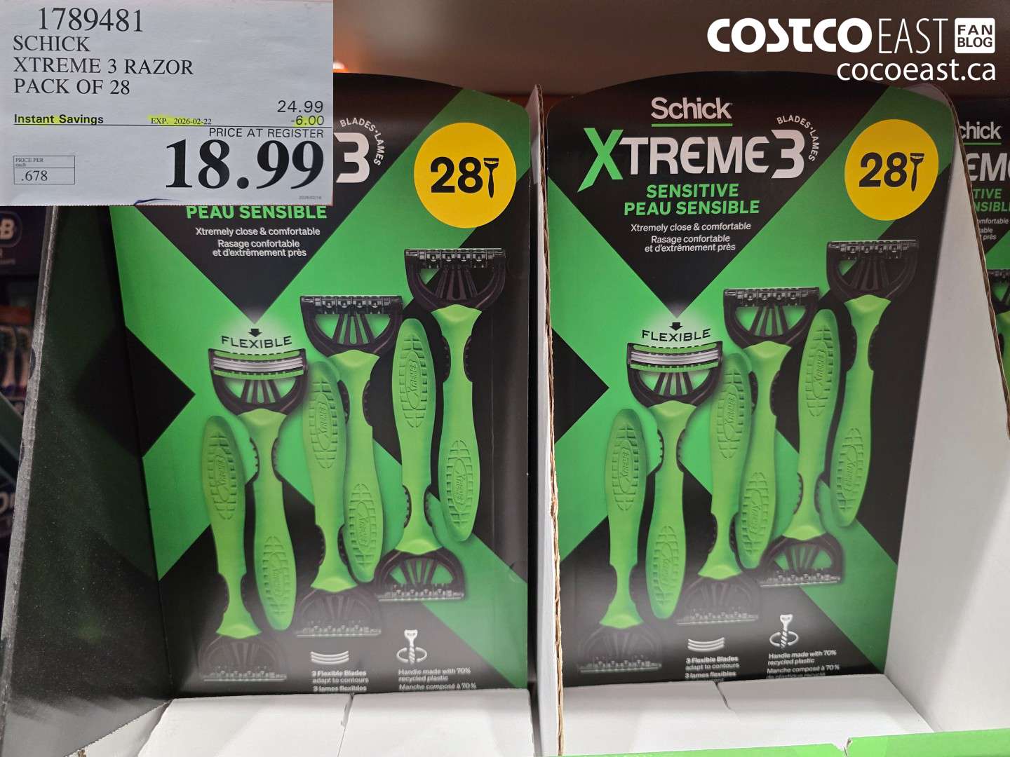 1789481 SCHICK XTREME 3 RAZOR PACK OF 28 ($6.00 INSTANT SAVINGS EXPIRES ON 2026-02-22) $18.99