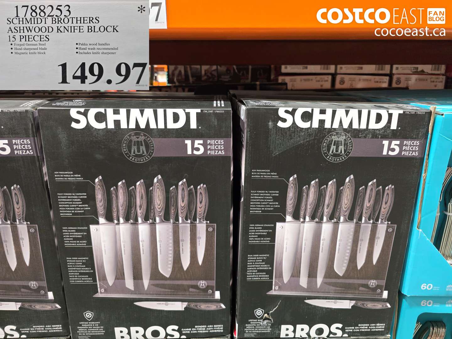 1788253 SCHMIDT BROTHERS ASHWOOD KNIFE BLOCK 15 PIECES $149.97